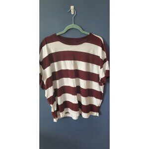 Old Navy XXL Burgundy & White Striped Cotton T-Shirt